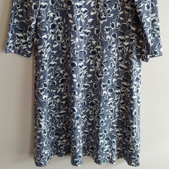 Garnet Hill Lavender Abstract Foral Tencel Long Sleeve Trapeze Midi Dress - Picture 5 of 9